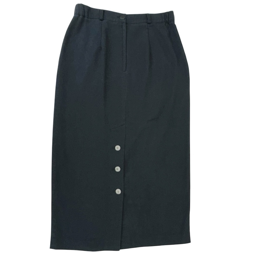 Vintage F Stop Black Linen Pencil Skirt Size 10 Retro Rockabilly Pin-Up Style